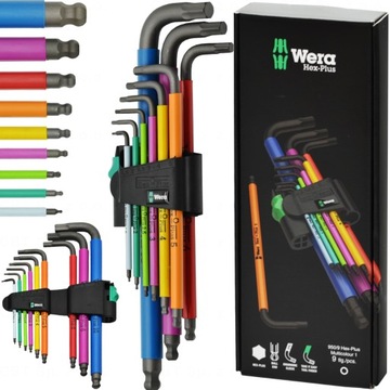 ZESTAW KLUCZY TRZPIENIOWYCH KOLOROWYCH Z KULKĄ IMBUSY WERA MULTICOLOUR