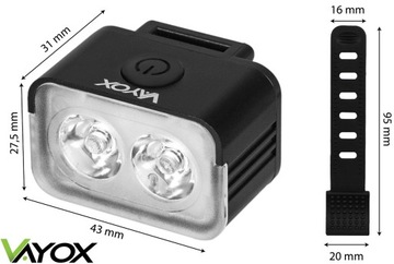 LAMPKA ROWEROWA PRZEDNIA OŚWIETLENIE AKUMULATOR USB-C ALUMINIUM 300lm VAYOX