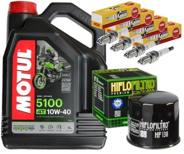 CR9EIX ZESTAW MOTUL 5100 10W40 4L FILTR ŚWIECE SUZUKI GSX-R1000 01-06