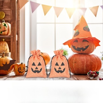 ДЕКОРАТИВНЫЕ СУМКИ ДЛЯ ХЭЛЛОУИНА, ТЫКВЕННЫЙ ДЖУТ, ПОДАРОК ​​ЗАКУСКИ