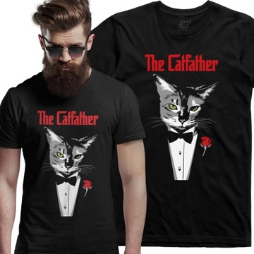 Koszulka The Catfather Cat z kotem Kot Męska Modna Śmieszna Na Prezent S