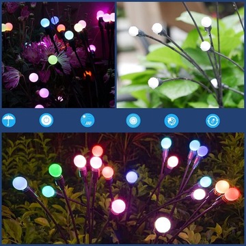 2x Садовые лампы на солнечных батареях 10LED 72см теплые