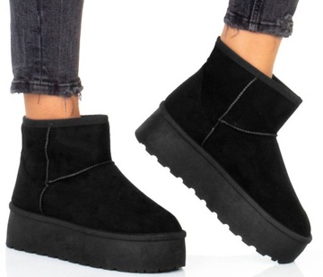 7902 ЧЕРНЫЕ УТЕПЛЕННЫЕ СНЕЖНЫЕ БОТИНКИ ПЛАТФОРМА 41