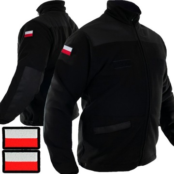 POLAR WOJSKOWY CZARNY BLUZA SOLIDNY + FLAGI r. 4XL