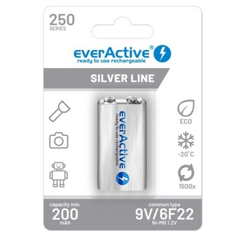 AKUMULATORKI NI-MH EVERACTIVE 9V / 6F22 250 mAh