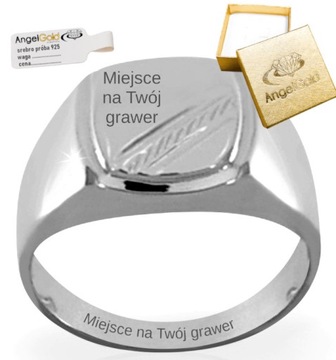 SREBRNY SYGNET Z NACIĘCIAMI ZE SREBRA 925 GRAWER