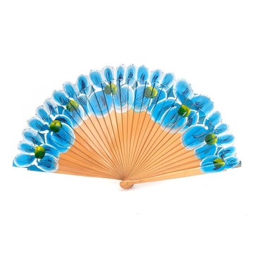Wachlarz hiszpański FLAMENCO drewniany flower blue