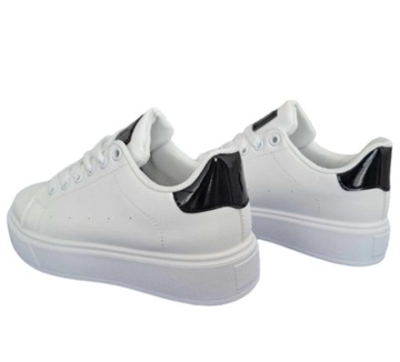 Туфли женские кожаные, кроссовки спортивные на платформе, белые, черные, размер 40