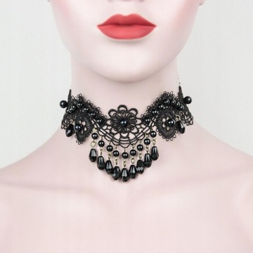 Retro Koronkowy Gotycki Naszyjnik Choker Elegancki