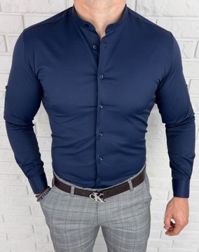 Granatowa koszula meska ze stojka slim 1180 XXL