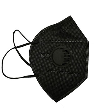 100 SZT MASKA MASECZKA Z ZAWORKIEM KN95 FFP2 CZARNA ANTYWIRUSOWA