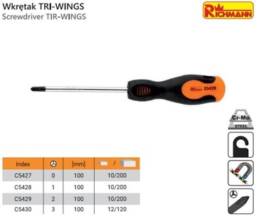 WKRĘTAK TRÓJRAMIENNY TRI-WINGS 1×100 mm C5428 RICHMANN