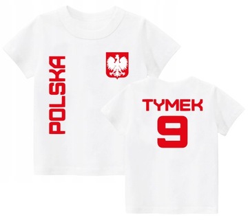 KOSZULKA PIŁKARSKA DLA DZIECKA POLSKA WŁASNE IMIĘ I NUMER LEWANDOWSKI r.128