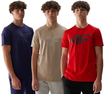 KOSZULKA MĘSKA 4F T-SHIRT SPORTOWY BAWEŁNA ZESTAW 3SZT. XL