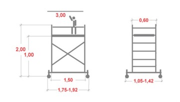 Алюминиевые леса Krause 3м + колеса 150 мм