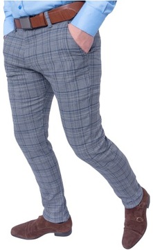 Spodnie męskie eleganckie szare w kratę r. 29