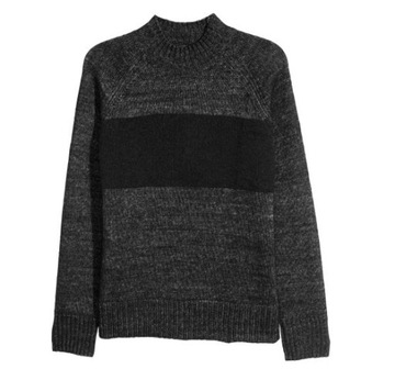 SWETER PÓŁGOLF MĘSKI H&M SZARY MELANŻ M