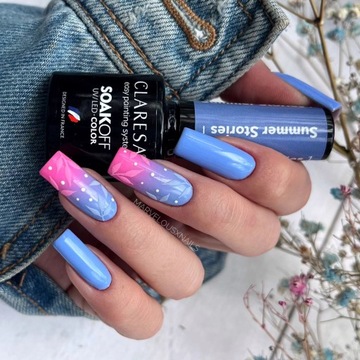 Гибридный лак для ногтей Claresa SUMMER STORIES 1 синий, интенсивный блеск SEOL