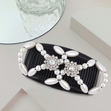 Koraliki Grzebienie do włosów Narzędzie do robienia koków Spinki do włosów z koralików Modne włosy Biały kwiat