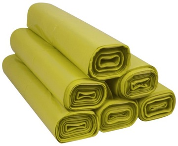 WORKI NA ŚMIECI 60L 50szt LDPE ŻÓŁTE, MOCNE GRUBE