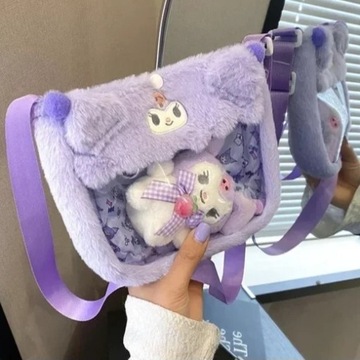 Детская молодежная сумка с плюшевым брелоком Kuromi