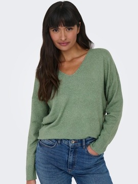 Sweter Only ONLRICA LIFE L/S V-NECK PULLO KNT NOOS r. M hedge green