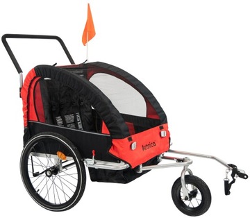 ВЕЛОСИПЕДНЫЙ ПРИЦЕП 3в1 для детей, складной, ФАРЫ, ЗАЖИМ ДЛЯ КОЛЕСА 360°