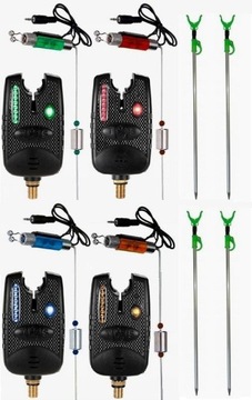 4x SYGNALIZATOR WODOODPORNY+SWINGER+PODPÓRKI WĘDKI