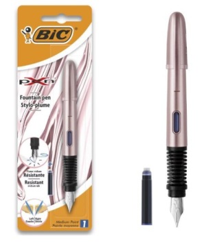 Перова ручка з пером XPEN хром ROSE золотий+1 картридж синій BIC-4533