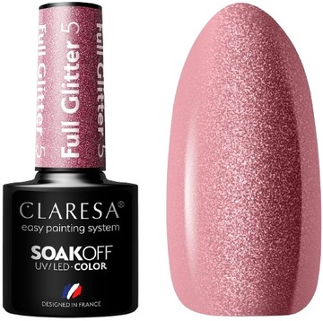 LAKIER HYBRYDOWY FULL GLITTER 5 -5g CLARESA Brokatowy
