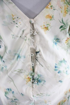 042 Hope & Ivy Satynowa beżowa sukienka w kwiaty maxi XL