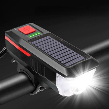 МОЩНЫЙ ВЕЛОСИПЕДНЫЙ ФОНАРЬ ПЕРЕДНИЙ ФОНАРЬ USB СОЛНЕЧНЫЙ ГРОМКИЙ ЗВОНОК 2024