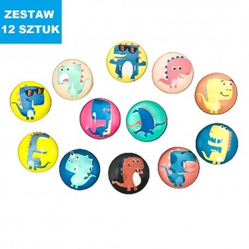 MAGNESY na Lodówkę DINOZAURY Zwierzęta 12 sztuk
