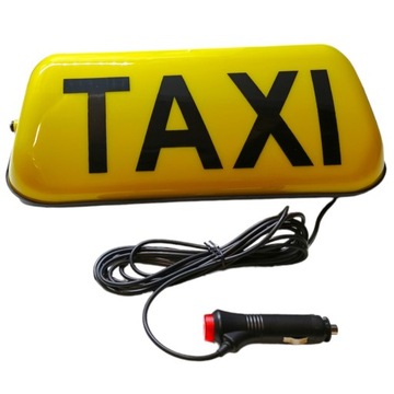 LAMPA TAXI LED KOGUT SYGNALIZATOR GAPA NA MAGNES ŻÓŁTA Z NAPISEM WTYCZKA