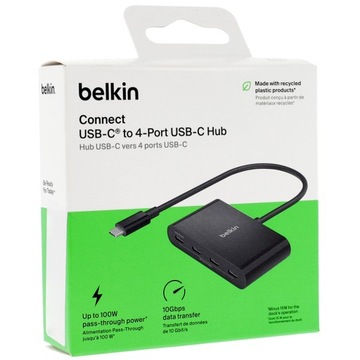 Компактный концентратор USB-C Belkin для ноутбука, AVC018 для 4 портов USB-C 3.2 Gen 2, 10 Гбит/с