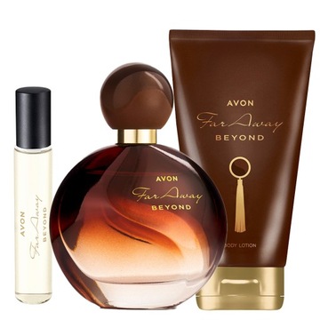 AVON FAR AWAY BEYOND ZESTAW PREZENT NA DZIEŃ MATKI PERFUMY 50 ML + GRATIS