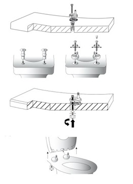 Сиденье для унитаза с плавным закрыванием, твердый дюропласт, универсальное, со съемной подставкой.