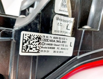 AUDI Q3 83A 3F 19R. SVĚTLO LEVÝ ZADNÍ LED PALCŮ 83A945091