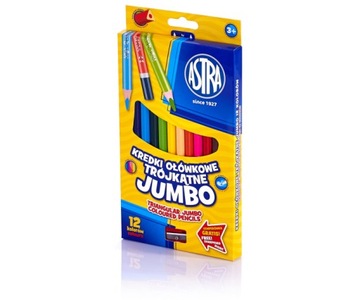 Kredki ołówkowe trójkątne jumbo ASTRA 12 kolorów NaBiurQ