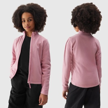 4F BLUZA POLAROWA DZIEWCZĘCA POLAR DZIECIĘCY ROZPINANY ZE STÓJKĄ SS24