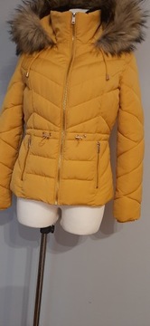 George krótka kurtka zimowa ciemno żółta futerko r S/M