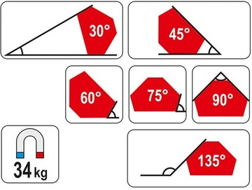 YATO KĄTOWNIK SPAWALNICZY MAGNET 111x136x24mm 34kg
