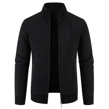 New 2023 Velvet Sweater Cardigan Men Stand Collar