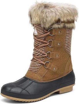 Buty zimowe damskie, wodoodporne, brązowe rozmiar 42