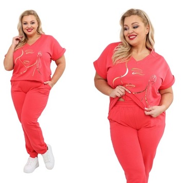 PREMIUM KOMPLET DRESOWY DRES PLUS SIZE BAWEŁNA KOLORY KRÓTKI RĘKAW 4XL