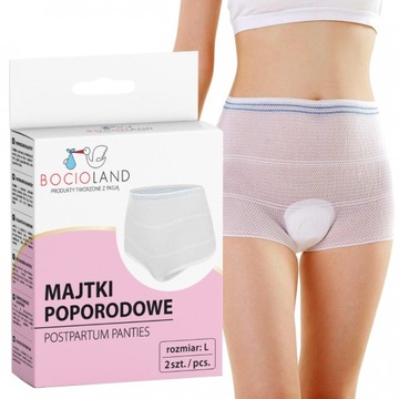 BOCIOLAND MAJTKI POPORODOWE WIELORAZOWE siateczkowe przewiewne 2pak L