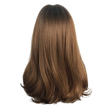Натуральный шелковистый гладкий синтетический косплей, коричневый, как описано.