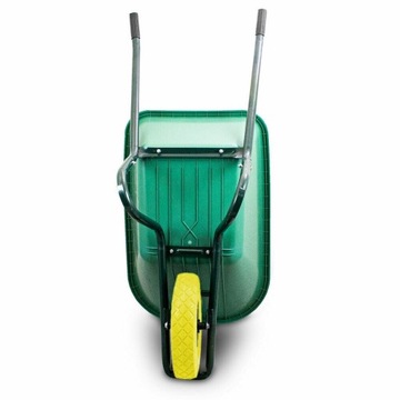 Тачка для сада и строительства, одноколесная, PU, ​​100 л, 250 кг, чаша из ПВХ, желтое колесо