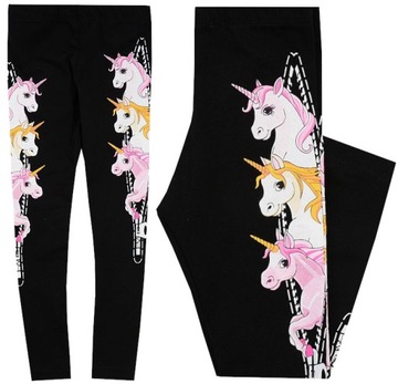 GETRY LEGGINSY BAWEŁNA JEDNOROŻCE czarne 164 H003A