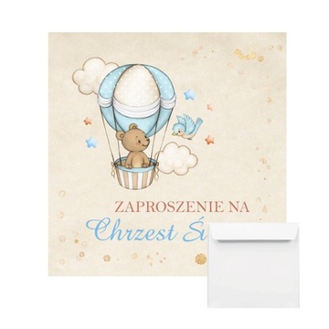 Zaproszenie na chrzest 12 x 24 cm Boho